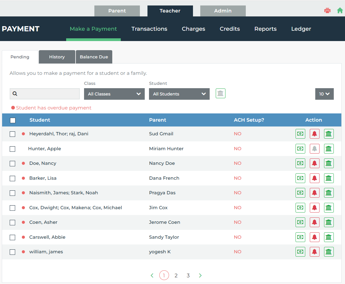 SchoolCues online school payment software dashboard — tuition, fees & donations for small schools
